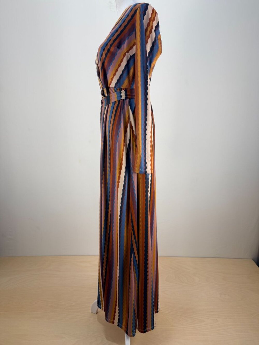 VICI Wrap Maxi Dress Striped Boho Long Sleeve Multicolor Size M - Picture 10 of 14